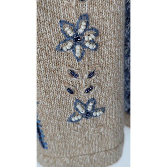 Allison Daley Zip up cardigan Sz M Patchwork Embroidered Beaded Floral Y2K EUC - Picture 11 of 13